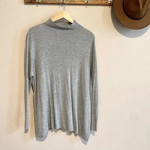 Lou & Grey Mock Neck Dolman Sleeve Sweater, Grey, Size S